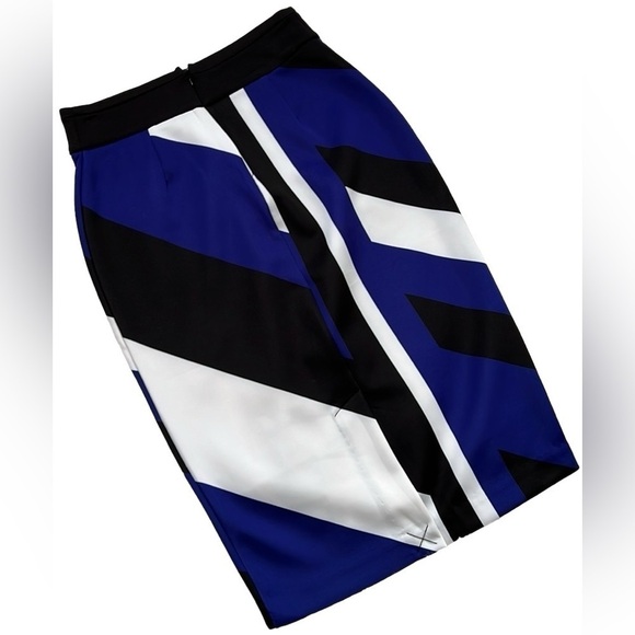 WORTHINGTON Royal Blue/Black/White Stretchy Thicker Knit Pencil Skirt,Sz 4, GUC. - Picture 6 of 6